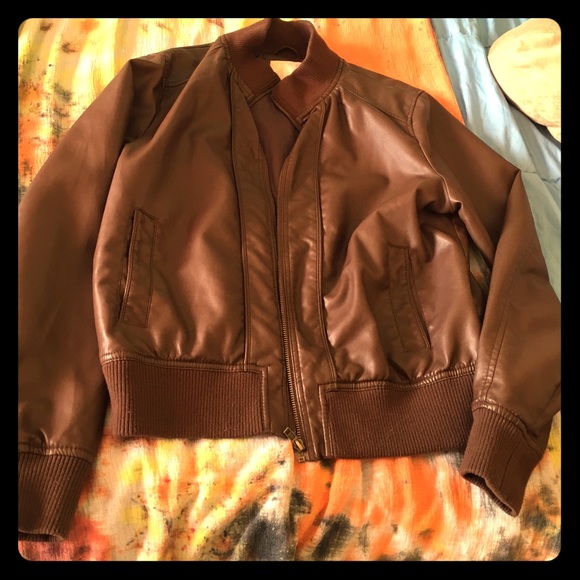Faux brown leather jacket