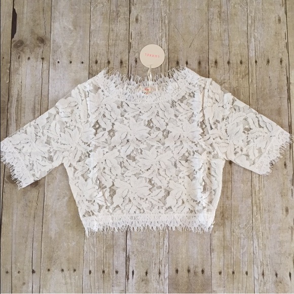 White Lace Crop Top - Picture 3 of 4
