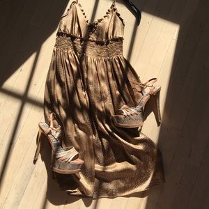 Sexy bronze silk BCBGMAXAZRIA dress