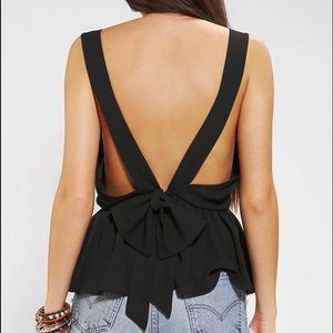 Urban Outfitters Black Bow-Back Peplum Tank Top