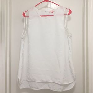 White blouse with sheer shoulder panel