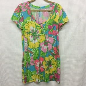 LILLY PULITZER Print S/S Cotton Dress Size XL
