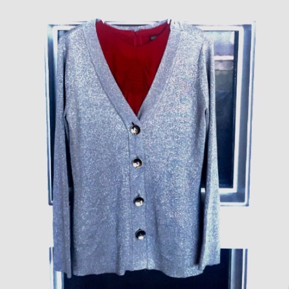 Gorgeous NWT silver sparkly Cardigan Sz M