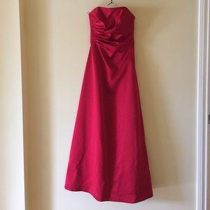 Strapless red formal dress