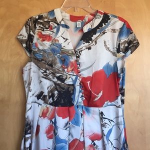 Korean Nature Pattern Button Dress