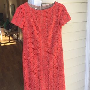 Anne Klein orange crochet short sleeve dress 2