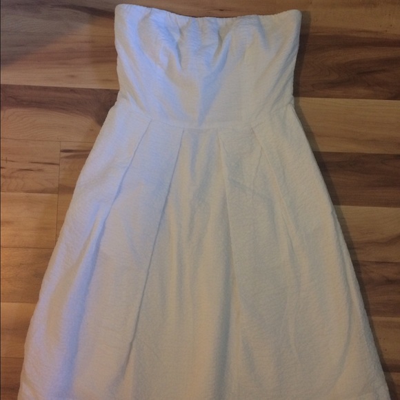 White strapless fit and flare JCrew Factory dress