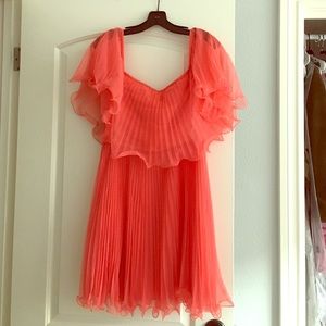 BCBGMAXAZRIA tulle pleated coral dress