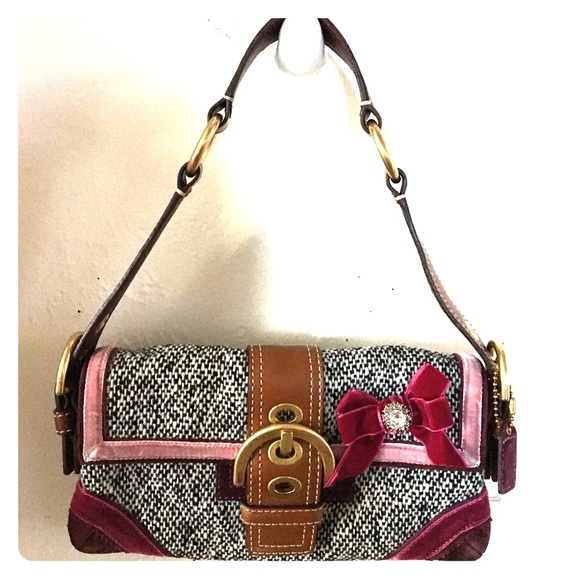 Authentic COACH Soho Tweed Demi Flap Handbag