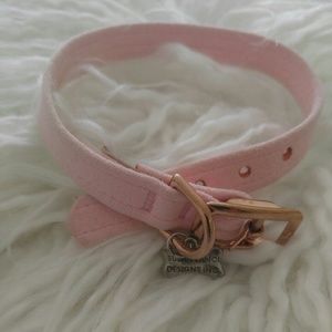 Susan Lanci Ultrasuede Collar in Pup pink & charm