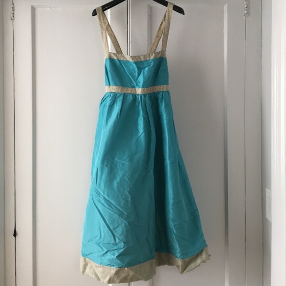 J Crew silk and linen turquoise party dress