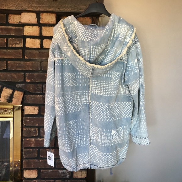 NWT Free People distressed denim Sherpa coat - Picture 4 of 4