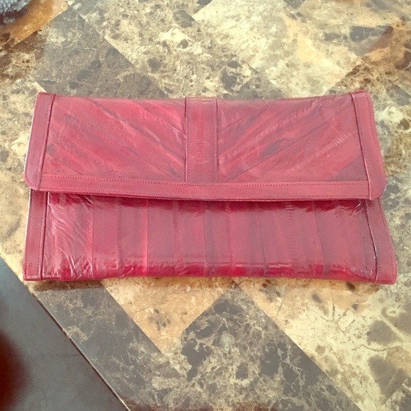 Eel Skin Leather Clutch