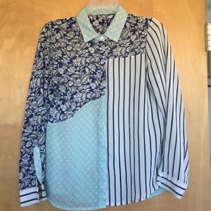 Multi Pattern Chiffon Button Up