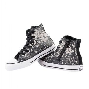 Converse Kids Black All Star Animal Print Side