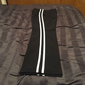 Black pants with Two White Strips Down Leg