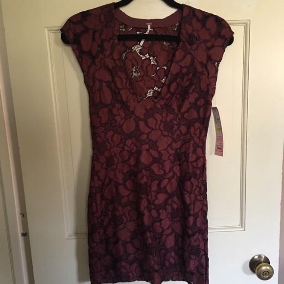 Free People Maroon Lace Dress