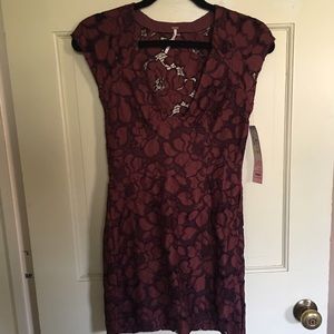 Free People Maroon Lace Dress