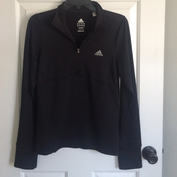 Black Adidas pull-over with 3/4 zipper, size M