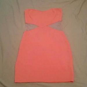 Strapless dress with mesh side