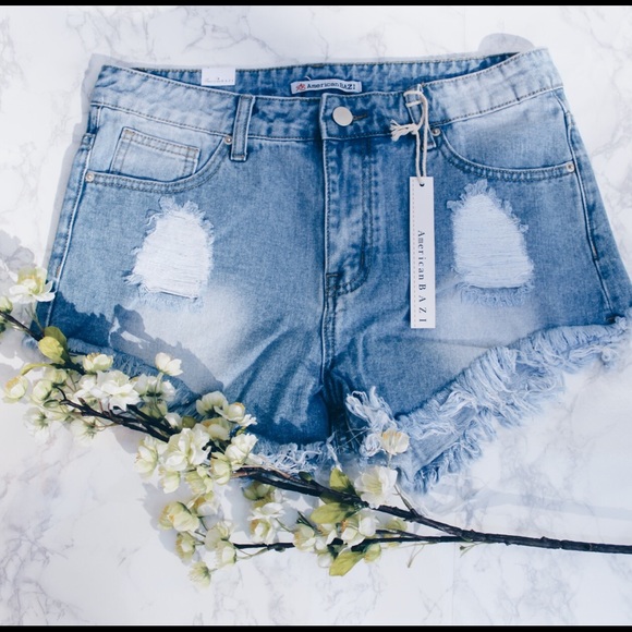 Distressed Denim Shorts - Picture 1 of 2