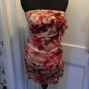 Strapless dress with ruching.