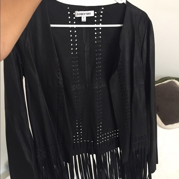 ELIZABETH AND JAMES leather fringe light jacket