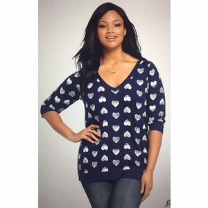 Torrid blue sweater with silver hearts size 5x