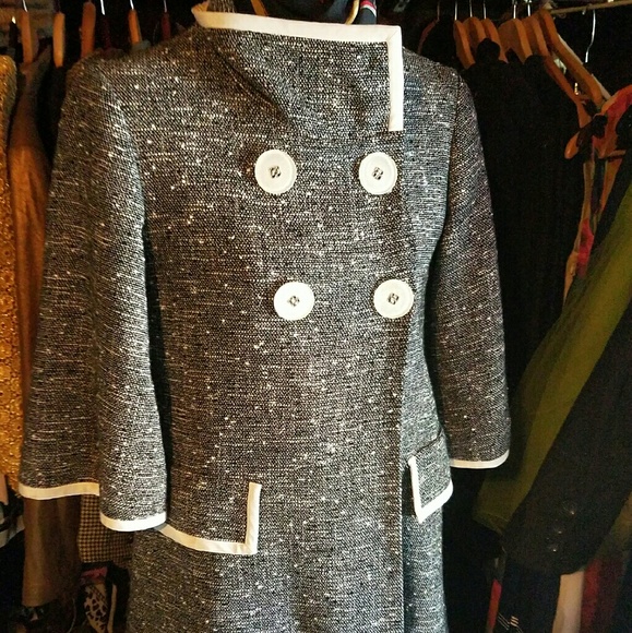 Black and white trench peacoat