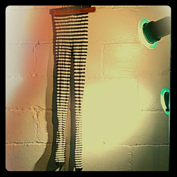 Black and white - Striped tights - Picture 1 of 2