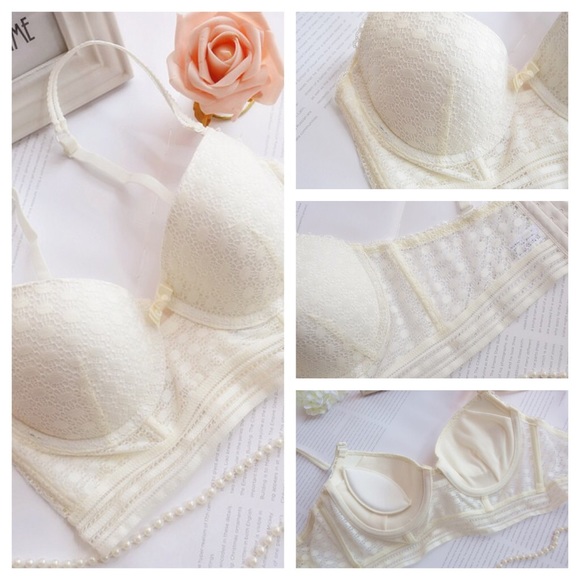 Beige Japanese style push up long line bra &panty - Picture 3 of 4