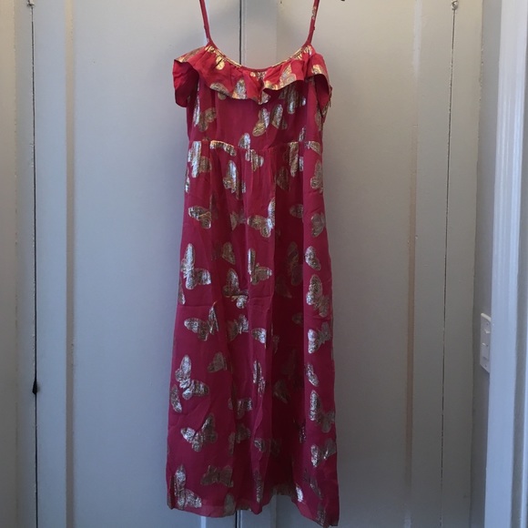 Juicy Couture pink gold butterfly midi dress