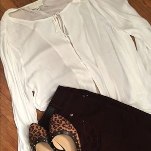 Forever 21+ Eggshell Blouse w/ Tie Front