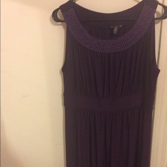 Purple Beaded Full Length Dress