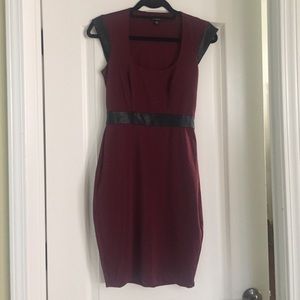 Burgundy and black trim Bebe dress