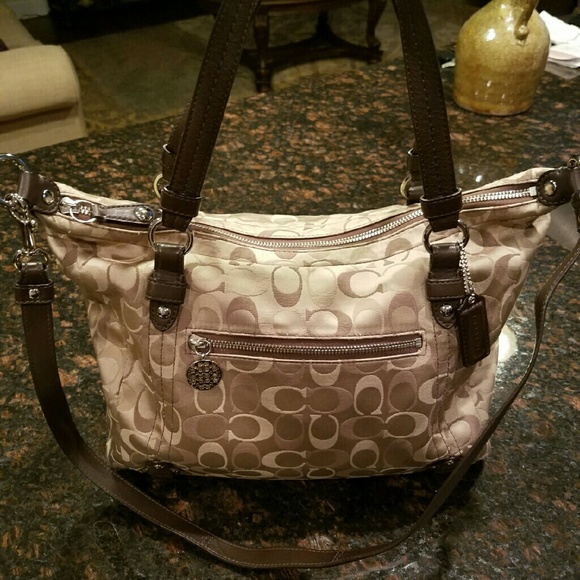Coach signature fabric hobo bag