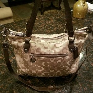Coach signature fabric hobo bag