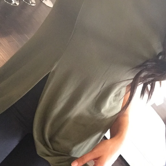 Olive Mock Neck Tunic Slit Tank - Picture 4 of 4