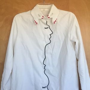 White Face Button Up