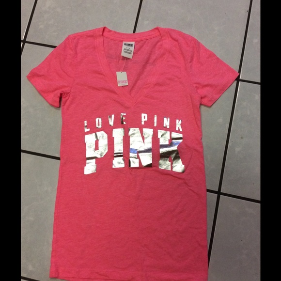 PINK foil tee SM NWT