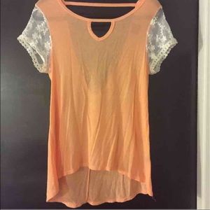 Orange high-low top with low cut back