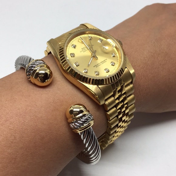 ⏰HOT SALE⏰Rhodium/18k Gold Plated Open End Cuff - Picture 8 of 8