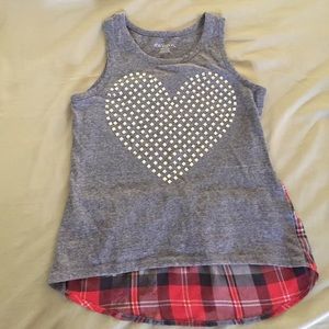 Girls  studded heart hi lo tank sz 7/8