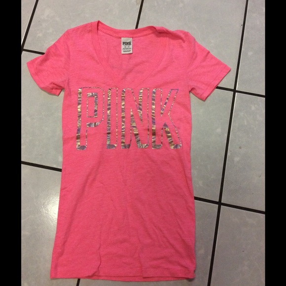 PINK foil logo tee XS