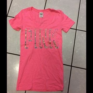 PINK foil logo tee XS