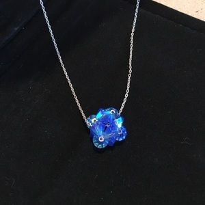 Cute silver necklace with shine blue ball