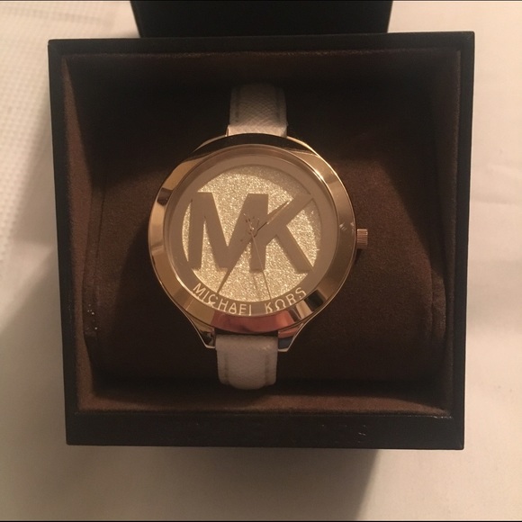 Michael Kors Slim White Leather Ladies Watch