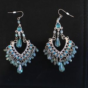 Tiffany blue and silver dangle earrings