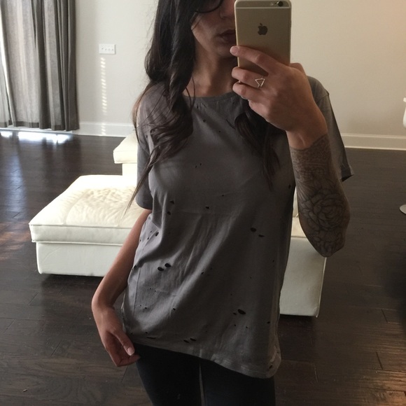 Viscosity Tops - 1 LEFT! Slate Distressed Boyfriend Tee