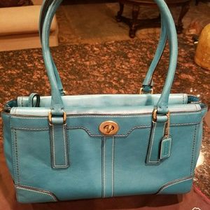 Coach vintage turquoise leather handbag